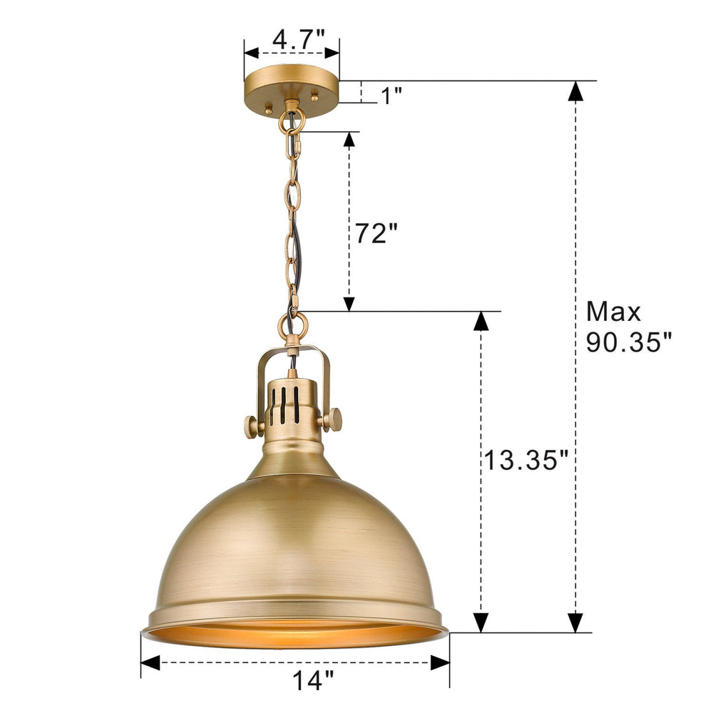 
                  
                    Emliviar 1-Light Farmhouse Pendant Light, 14" Industrial Metal Hanging Light Fixture, Antique Gold Finish,4054L AG
                  
                
