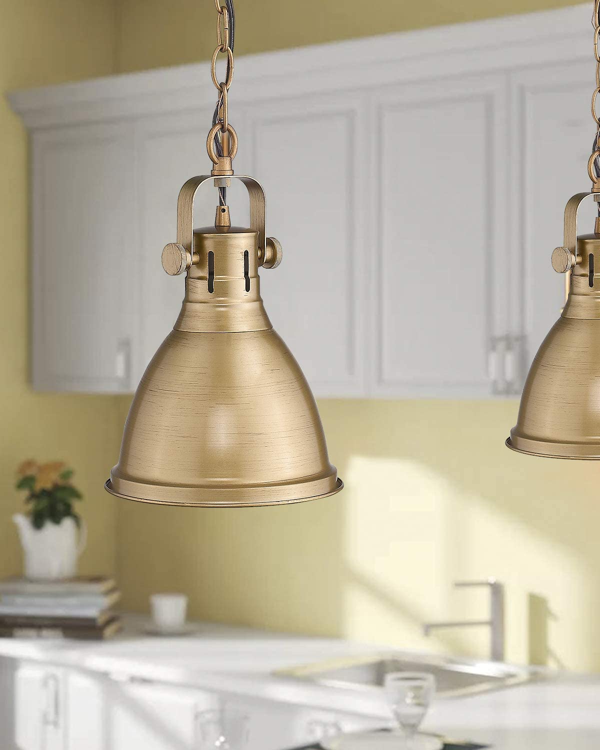 
                  
                    Emliviar Industrial Metal Hanging Light Fixture 8 inch, Antique Gold Finish,4054M AG
                  
                