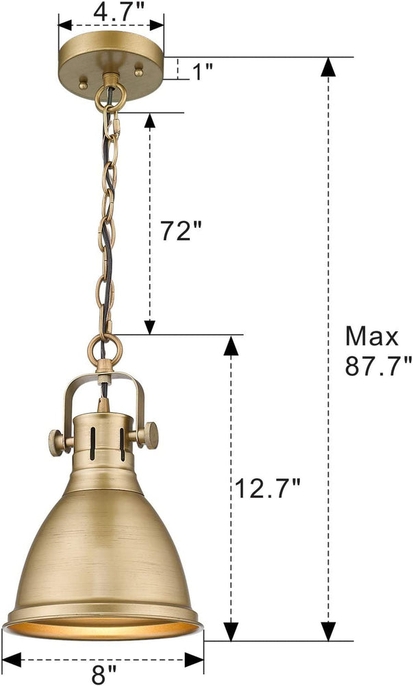 
                  
                    Emliviar Industrial Metal Hanging Light Fixture 8 inch, Antique Gold Finish,4054M AG
                  
                