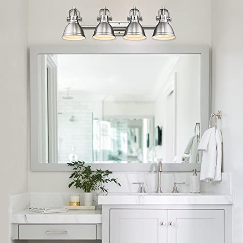 
                  
                    Emliviar 4-Light Bathroom Vanity Lights, 31.5 inch Modern Brushed Nickel Bathroom Light Fixture with Metal Shade, 4054-4W BN
                  
                
