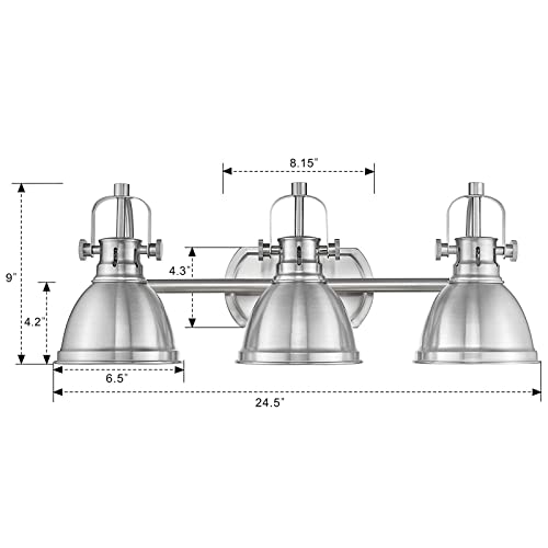 
                  
                    Emliviar 2 Pack Bathroom Vanity Light Fixtures, Modern 3-Light Bath Wall Light with Metal Shade, Brushed Nickel Finish, 4054S-2PK
                  
                