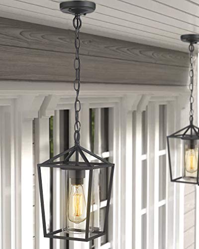 
                  
                    Emliviar Modern Outdoor Pendant Light, 1-Light Outdoor Hanging Lantern Light in Balck Finish with Clear Glass,20065H BK
                  
                