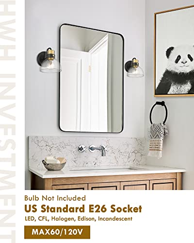 
                  
                    HWH Bathroom Vanity Light Modern Single Wall Sconce Light with Clear Glass Shade, Indoor Wall Lamp, Black and Gold Finish, 5HZG68B BK+BG
                  
                