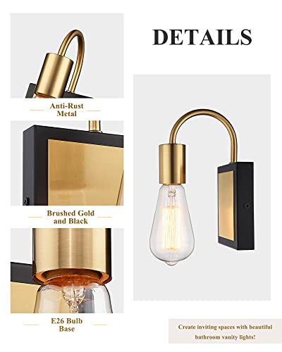 
                  
                    HWH 1-Light Golden Wall Sconces Light Modern Bathroom Vanity Light Fixtures, Indoor Rustic Bathroom Sconce Wall Lamp, 5HLT69B BG
                  
                
