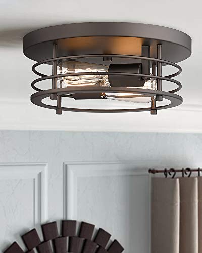 
                  
                    HWH 12inch Ceiling Light Fixture, 2-Light Farmhouse Flush Mount Lighting Fixture, Metal Frame in Oil-Rubbed Bronze Finish, 5HY40F ORB
                  
                