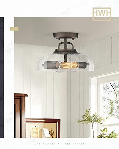 
                  
                    HWH Semi Flush Mount Ceiling Light Fixtures, 11" Semi Flush Mount Close to Ceiling Light, Oil-Rubbed Bronze Finish, 5HZG63F ORB
                  
                