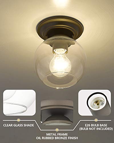 
                  
                    Emliviar 1-Light Semi Flush Mount Ceiling Lights, Farmhouse Modern Ceiling Light Fixture with Clear Glass Lampshade, Oil Rubbed Bronze Finish, 4FH38-F ORB
                  
                