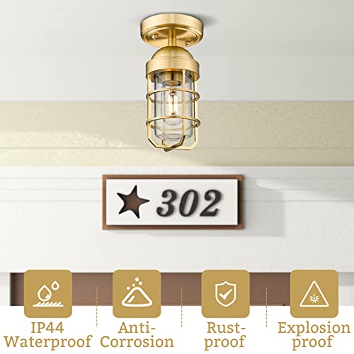 
                  
                    Emliviar Nautical Ceiling Light Fixture, Modern Brass Ceiling Light Semi-Flush Mount for Kitchen Bedroom Bathroom, Gold Finish, GE255F BG
                  
                
