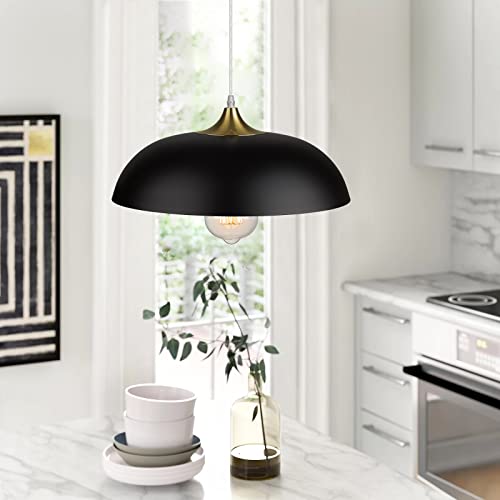 
                  
                    Emliviar Industrial Pendant Lighting 13", 2-Pack Modern Hanging Light Fixtures with Metal Dome Shade, Black and Gold Finish, 1901M-2 BG/BK
                  
                