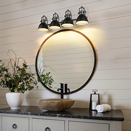 
                  
                    Emliviar Vanity Light Fixture Over Mirror, Modern 4-Light Bathroom Light Fixtures with Metal Shade, Black and Brushed Nickel Finish, 4054-4W BN+BK
                  
                