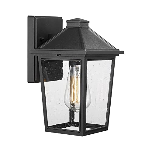 Outdoor Wall Sconce Exterior Wall Lantern, Porch Lights Outdoor Wall with  Seeded Glass Shade, Waterproof for Doorway, Hallway, Garage, Matte Black
