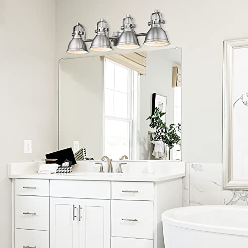 
                  
                    Emliviar 4-Light Bathroom Vanity Lights, 31.5 inch Modern Brushed Nickel Bathroom Light Fixture with Metal Shade, 4054-4W BN
                  
                