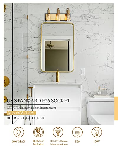 Brass Bathroom Light Fixtures, HWH 3-Light Bathroom Vanity Lights Over  Mirror, Brushed Gold Wall Vanity Light for Bathroom, Black and Gold Finish,  5HLY77B-3W BK+BG - Yahoo Shopping