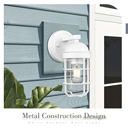 
                  
                    Emliviar Nautical Outdoor Wall Light, Modern Exterior Light Fixture for Doorway Garage Patio, White Finish, GE255B WH
                  
                