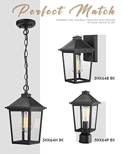 
                  
                    HWH Outdoor Wall Lantern 2 Pack Exterior Wall Sconce Light Fixtures with Seeded Glass, Industrial 1-Light Front Porch Light, Matte Black, 5HX64B-2PK BK
                  
                