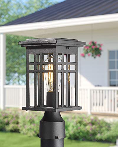 
                  
                    HWH Industrial Outdoor Post Lantern, Exterior Pillar Light, Waterproof Pole Lantern with Clear Glass Shade, Matte Black Finish, 5HD36P BK
                  
                