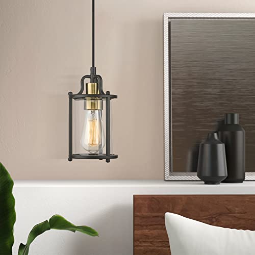 
                  
                    Emliviar 2 Pack Modern Pendant Light Fixtures, Small Glass Hanging Lights for Kitchen Island with Metal Cage, Black and Gold Finish, YCE254M1L-2 BK+BG
                  
                
