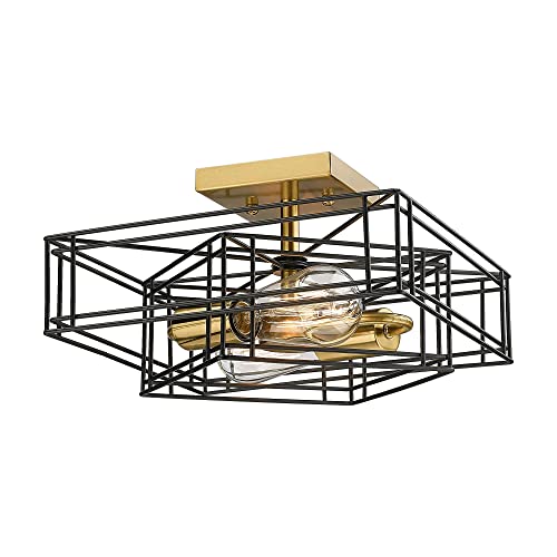 
                  
                    HWH Semi Flush Ceiling Light Fixtur Metal Wire Hallway Light Fixture Ceiling Mount, Black and Gold Finish, 5HZG67F BK+BG
                  
                