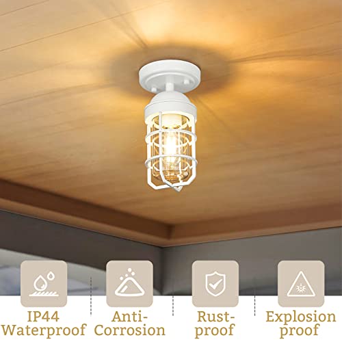 
                  
                    Emliviar Nautical Ceiling Light Fixture, Modern Brass Ceiling Light Semi-Flush Mount for Porch Hallway Foyer, White Finish, GE255F-2PK WH
                  
                