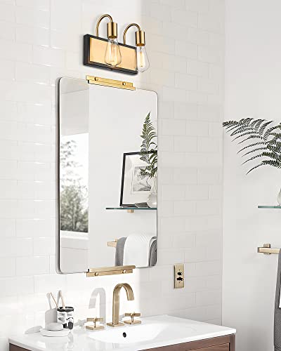 
                  
                    HWH 2-Light Bathroom Vanity Light Modern Vanity Light Fixture Over Mirror,Industrial Wall Sconce,Farmhouse Wall Lamp, Brushed Gold and Black Finish, 5HLT69B-2W BG
                  
                