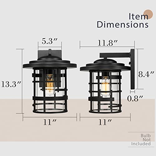 
                  
                    Emliviar Modern Farmhouse Large Outdoor Wall Lighting, 13 Inch Front Porch Exterior Wall Light Fixture with Clear Glass, Black Finish, LE256B BK
                  
                