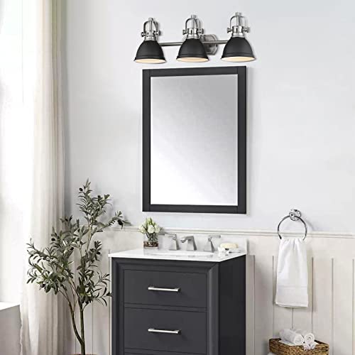 
                  
                    Emliviar Modern 3-Light Vanity Light 24.5 Inch, Industrial Bathroom Wall Lights Set of 2, Metal Shade in Black Finish, 4054H-A-2PK
                  
                