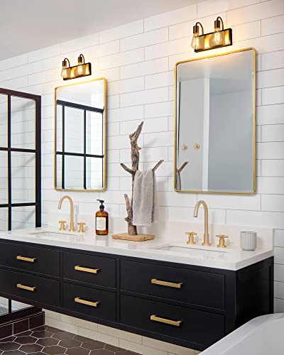 
                  
                    HWH 2-Light Bathroom Vanity Light Modern Vanity Light Fixture Over Mirror,Industrial Wall Sconce,Farmhouse Wall Lamp, Brushed Gold and Black Finish, 5HLT69B-2W BG
                  
                