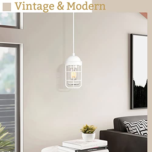 
                  
                    Emliviar Nautical Metal Pendant Light, Modern Industrial Kitchen Hanging Light Fixture, White Finish, GE255P WH
                  
                