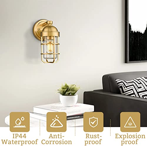 
                  
                    Emliviar Nautical Wall Light, Modern Brass Vanity Light Fixture, Gold Finish, GE255B BG
                  
                