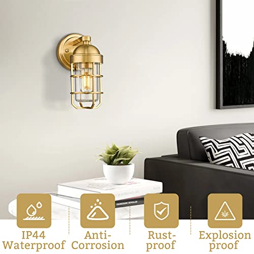 
                  
                    Emliviar Nautical Wall Light, Modern Brass Wall Lights for Bathroom Hallway Bedroom, Gold Finish, GE255B-2PK BG
                  
                