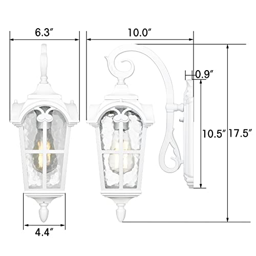 
                  
                    Emliviar Outdoor Wall Lights, 1-Light Modern Outside Lights for House, 17.5 Inch Height with Water Glass, White Finish,WE215B WH
                  
                