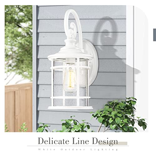 
                  
                    Emliviar 15.5 Inch Farmhouse Outdoor Porch Light, 1-Light Outside Lights for House with Seeded Glass, White Finish, XE229B WH
                  
                