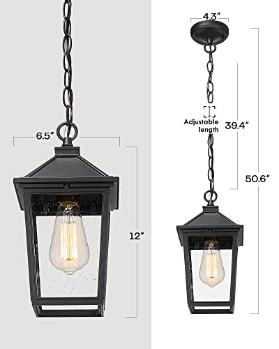 
                  
                    HWH Outdoor Pendant Lights Farmhouse Exterior Hanging Porch Light, Outside Hanging Lantern with Height Adjustable Chain, Matte Black Finish, 5HX64H BK
                  
                