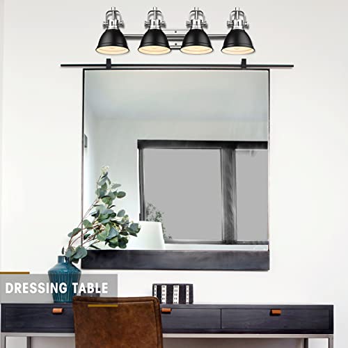 
                  
                    Emliviar Vanity Light Fixture Over Mirror, Modern 4-Light Bathroom Light Fixtures with Metal Shade, Black and Brushed Nickel Finish, 4054-4W BN+BK
                  
                