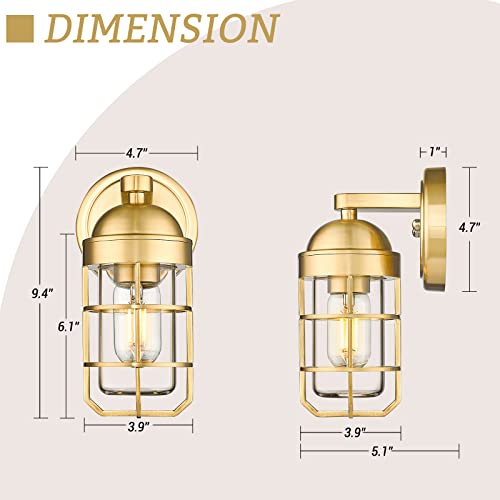 
                  
                    Emliviar Nautical Wall Light, Modern Brass Wall Lights for Bathroom Hallway Bedroom, Gold Finish, GE255B-2PK BG
                  
                