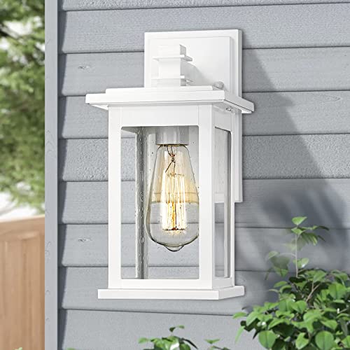 
                  
                    Emliviar 2 Pack Outdoor Sconces Wall Lighting, Modern Outdoor Porch Lights with Seeded Glass, White Finish,1803EW1-2PK WH
                  
                