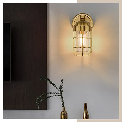 
                  
                    Emliviar Nautical Wall Light, Modern Brass Wall Lights for Bathroom Hallway Bedroom, Gold Finish, GE255B-2PK BG
                  
                