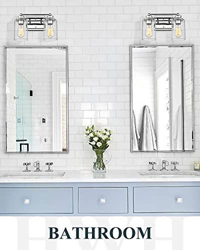 
                  
                    HWH Bathroom Vanity Light Fixtures Over Makeup Mirror Chrome Farmhouse Washroom Lamp Lighting Fixture Vintage Wall Sconce Lights, 5HLT63B-2W CH
                  
                