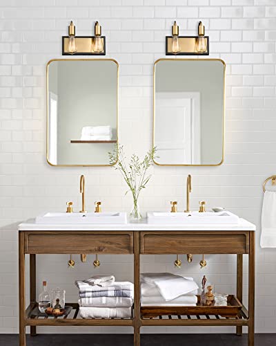 
                  
                    HWH 2-Light Bathroom Vanity Light Modern Vanity Light Fixture Over Mirror,Industrial Wall Sconce,Farmhouse Wall Lamp, Brushed Gold and Black Finish, 5HLT69B-2W BG
                  
                