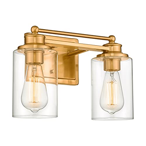 
                  
                    HWH Bathroom Lights Over Mirro 2 Light Vanity Wall Sconce in Brushed Gold Finish, Modern Brass Vanity Lighting, 5HLT63B-2W BG
                  
                