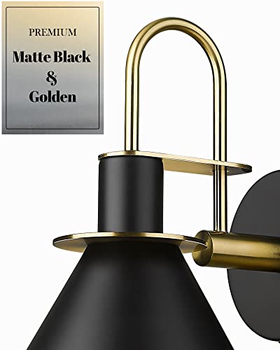 
                  
                    HWH Plug in Wall Lamp Wall Sconce Lighting with On Off Switch, Black Metal and Gold, 5HZG56B-G BK+BG
                  
                