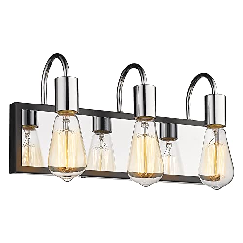 
                  
                    HWH 3-Light Bathroom Vanity Light Modern Vanity Light Fixture Over Mirror,Industrial Wall Sconce,Farmhouse Wall Lamp with Chrome and Black Finish, 5HLT69B-3W CH
                  
                