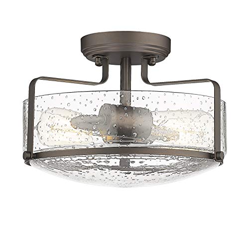 
                  
                    HWH Semi Flush Mount Ceiling Light  Farmhouse Close to Ceiling Light Fixture with Seeded Glass Shade, Oil Rubbed Bronze Finish, 5HZG41F ORB
                  
                