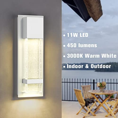 
                  
                    Emliviar Modern Wall Sconces Set of Two, 2 Pack LED Wall Lights Outdoor Indoor with Bubble Glass, White Finish, 0395-WD-2PK WH
                  
                
