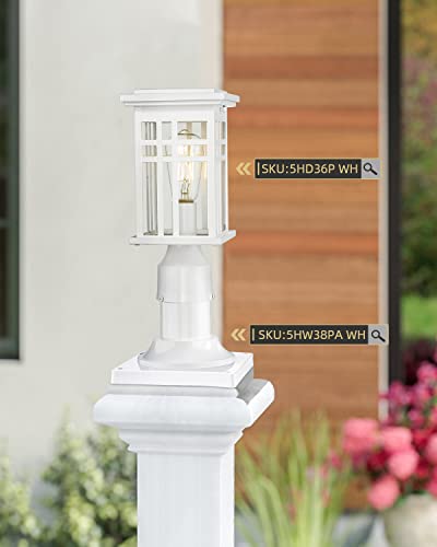 
                  
                    HWH Heavy Duty Post Light Adapter, Cast Aluminum Pier Mount Base 3'', Glossy White Finish, 5HW38PA WH
                  
                