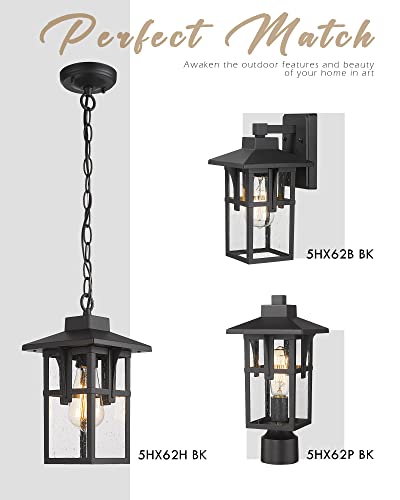 
                  
                    HWH Exterior Hanging Lantern, Farmhouse Porch Pendant Light with Height Adjustable Chain, Matte Black Finish, 5HX62H BK
                  
                