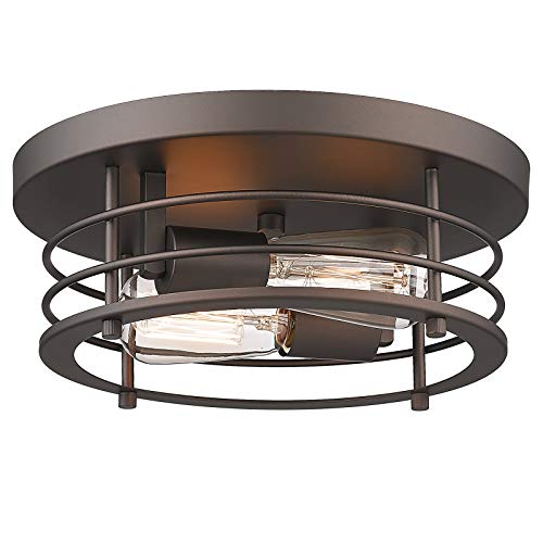 
                  
                    HWH 12inch Ceiling Light Fixture, 2-Light Farmhouse Flush Mount Lighting Fixture, Metal Frame in Oil-Rubbed Bronze Finish, 5HY40F ORB
                  
                
