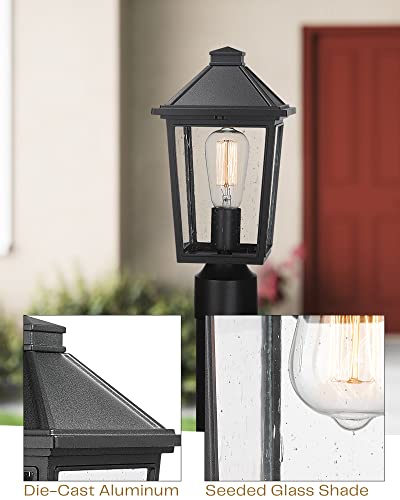 
                  
                    HWH Outdoor Post Lights Industrial Pole Lantern with Seeded Glass, Matte Black Finish, 5HX64P-2PK BK
                  
                