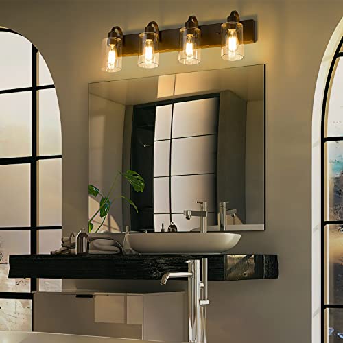 
                  
                    Emliviar 4-Light Bathroom Vanity Light - Farmhouse Bathroom Wall Lighting, Oil Rubbed Bronze Finish with Clear Glass, YCE237B-4W ORB
                  
                