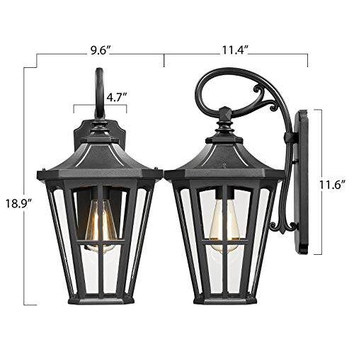 
                  
                    Emliviar Outdoor Lights Wall Mount, 19" Farmhouse Wall Sconce Lighting for House Front Porch, Clear Glass in Black Finish,XE221B BK
                  
                
